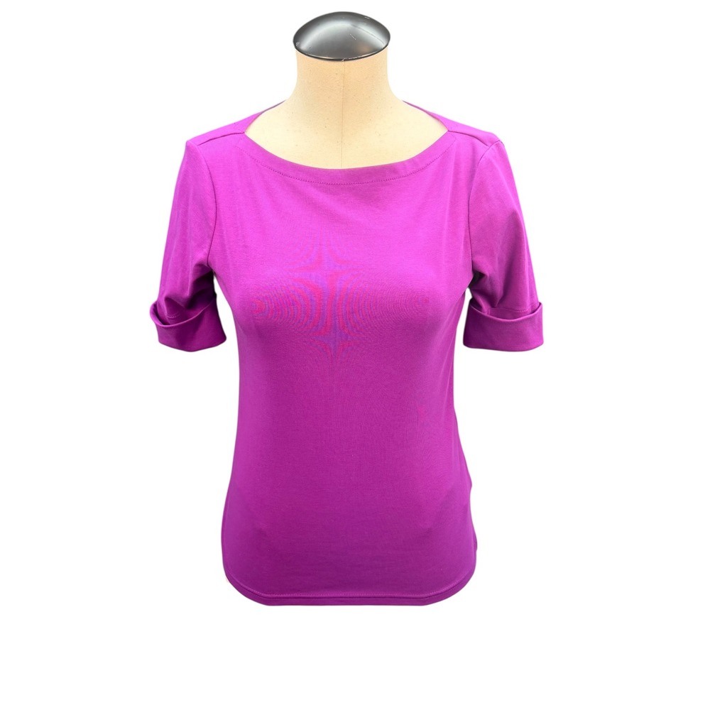 RALPH LAUREN BLACK LABEL Stretch Knit Short Sleeve‎ Top Purple Size PS